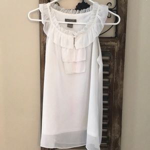 Ruffled white tank top blouse